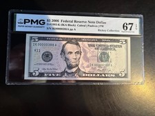 DBR 2006 $5 FRN Dallas Superb Gem Fr. 1993-K PMG 67 EPQ Low Serial IK00000388A picture