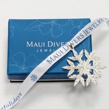 Maui Divers 2025 Sterling Silver Maile Hawaiian Snowflake Pendant Ornament 925 picture