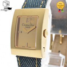 Vintage [Exc+5] Christian Dior D78-159 Gold Dial Rectangle Qz Women Watch JAPAN picture