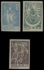 1942, POLAND-LOCAL ISSUES, OBOZ II C WOLDENBERG, MADONNA, SET OF 3, FI.#12x-14x picture