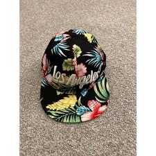 Vintage Los Angeles Snapback Hat Mens OSFA Black Floral Excellent Tropical Cap picture