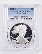 1992-S American Silver Eagle PR70 DCAM PCGS Blue Label picture