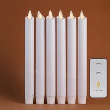 Luminara Flameless Battery Wax LED Taper Candles w/Moving Wick Remote White 9.5“ picture