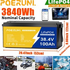 NEW 36V 100Ah LiFePO4 Lithium Battery Built-in BMS w/ LCD Monitor For Golf Cart picture