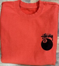 Stussy 8 Ball Logo Red Men's Cotton Fleece Crewneck Pullover Sweatshirt (sample) picture