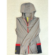 Lole Women's M Gray Red Hooded Full Zip Jacket UPF 50 4-Way Stretch Running picture
