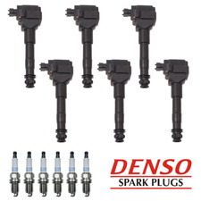 6 Ignition Coils & 6 Denso Platinum Spark Plugs for 1999-2009 Porsche 911 UF544 picture