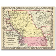 Nebraska & Kansas 1855 Vintage Map 11x14 Antique Cartography Historic Print picture
