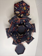 Vintage Hexagonal Fabric Etui Box – Exploding Sewing Organizer picture