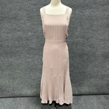 Tibi Dress Womens 0 Pink Striped Square Neck Strappy Maxi Sundress Pocket Summer picture