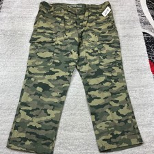 NEW Duluth Trading Co Carpenter Flex Fire Hose Cargo Camo Pants 48 Green 48x32 picture