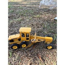 Antique ERTL John Deere Metal Tractor Toy Yellow Vintage Die Cast Scraper Grader picture