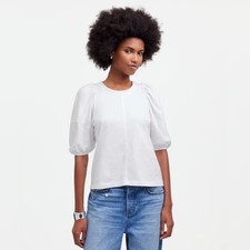 NWT Madewell Classic White Puff-Sleeve Tee Womens Size XS picture