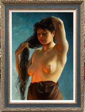 Hand Painted Classical Oil Painting Female Women Nude Canvas Art Antique Style picture