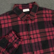 John Elliott Shirt Men XL, 4 Red Buffalo Plaid Brushed Soft Flannel Season Seven picture