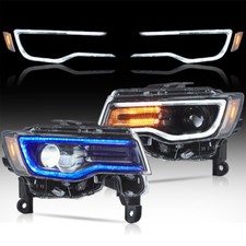 VLAND LED Headlights FOR 2014-2022 Jeep Grand Cherokee BLUE DRL Start Animation picture