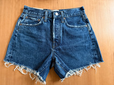 Agolde Blue Distressed High-Rise Parker Denim Shorts Size 24 NWT picture