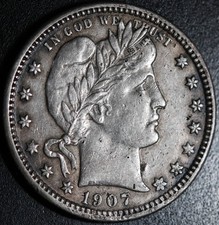 1907-O  LIBERTY HEAD BARBER QUARTER - XF EF picture