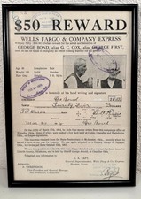 Antique Wells Fargo & Co Reward Wanted Poster Criminal Robber Western Outlaw #2 picture