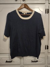 Boden Women's Emilia Short Sleeve Cotton Knit Sweater Shirt Top Navy Size Large  picture