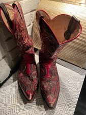 Sendra - Rustic Red / Bright Red - Leather - Boots - Snake Skin Inlays - Men 10 picture