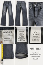 MOTHER High Waisted Smokin Double Heel Flare Jeans Size 27 Gray picture