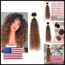 Hydtxc Single Curly Wave Hair Bundles 20 Inch Ombre Chocolate Brown Honey Brown picture
