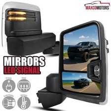 Tow Mirrors Fits 2019-2025 Silverado 1500 Power Heated Chrome+Smoke LED Signal picture
