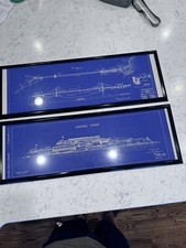 2 Framed Blueprints Cross Sections Alcatraz & Golden Gate Bridge San Francisco picture