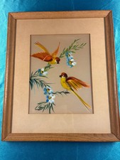 VINTAGE ORIGINAL OIL ON SATIN SIGNED BY RTIST picture