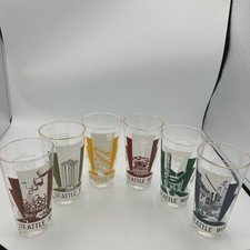 Vintage 1962 Seattle Worlds Fair Clear Glasses Set of 6 Souvenir  picture