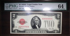 1928A $2 Legal Tender Note PMG 64 FR. 1502 Woods Mellon picture