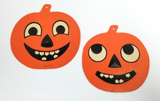 Vtg Pair H E Luhrs Halloween Embossed Die Cut JOL Jack-O-Lantern Pumpkin 6