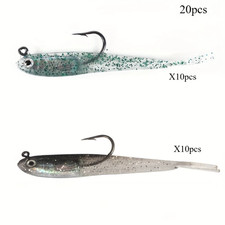 20Pcs Soft Lure Kit | Pre-Rigged Fishing Baits with Hooks for Bass Trout Freshwa picture