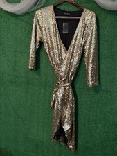 Eloquii Studio Gold Sequin Wrap Dress Size 18 picture
