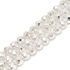 Titanium Silver Hematite Faceted Round Beads 2mm 3mm 4mm 6mm 8mm 10mm 15.5