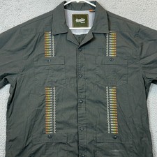 Howler Bros Shirt Mens Large H Bar B Guayabera Dark Grey Button Up Short Sleeve picture