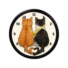 Two Cats Heart-Tail Wall Clock – Cute Cat Lover Gift – 3D Printed 8.75” picture