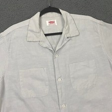 Vintage Pilgrim Dan Rivers Fabric Shirt Mens Large Gray Loop Camp Collar Boxy picture