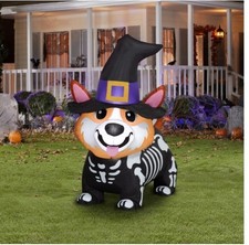 Skeleton Corgi Airblown Yard Inflatable, Multicolor, 3.5', Halloween picture
