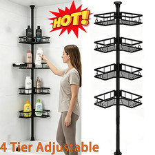 4 Tier Corner Shower Caddy Tension Pole Adjustable Rustproof Bathroom Organizer picture
