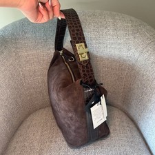 Claudia Firenze Chocolate Brown Leather & Suede Shoulder Bag NWT picture
