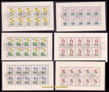 EBS Czechoslovakia 1960 - Flowers - Michel 1234-1239 Kb - FULL SHEETS - CTO $143 picture