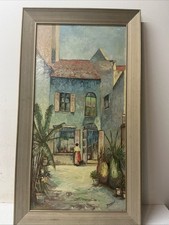 Mid Century New Orleans Courtyard Oil Painting Signed Barucci 1960s Era #2 picture