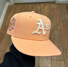 New Era Oakland Athletics Pink/White Fitted Cap Hat MLB Baseball Size 7 1/4 picture