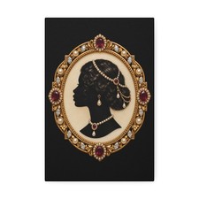Antique Blackamoor Art Inspired Cameo Black Victorian Lady Portrait on Canvas picture