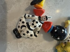 Parrot pearls  Handmade Hand Painted Ceramic Clown Necklace Signed 18in Large picture