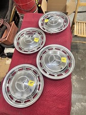 Set of 4 Vintage OEM Mercedes Benz 15”Chrome Hubcaps w/ New Clips picture