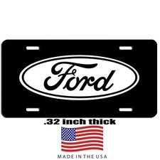 Ford black and white auto vehicle art aluminum license plate car truck SUV tag picture