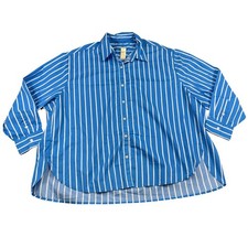 NWT Aerie Real Good Blue White Striped Oversized Button Down Shirt Large picture